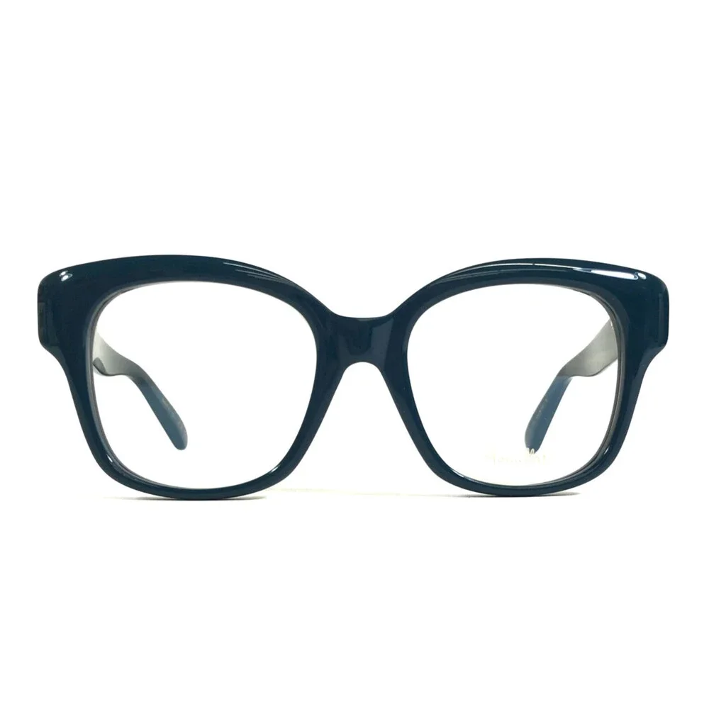 Pomellato Eyeglasses Frames PM0121O 004 Shiny Blue Butterfly Full Rim 52-19-140